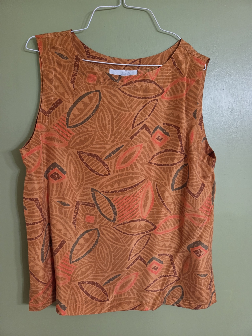 Jacqueline Ferrar Orange Multi-Leaf Print Sleeveless Top And Skirt